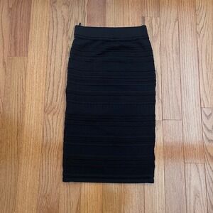 Babaton Black Knit Pencil Skirt Bodycon Ribbed‎ Dressy Career Professional